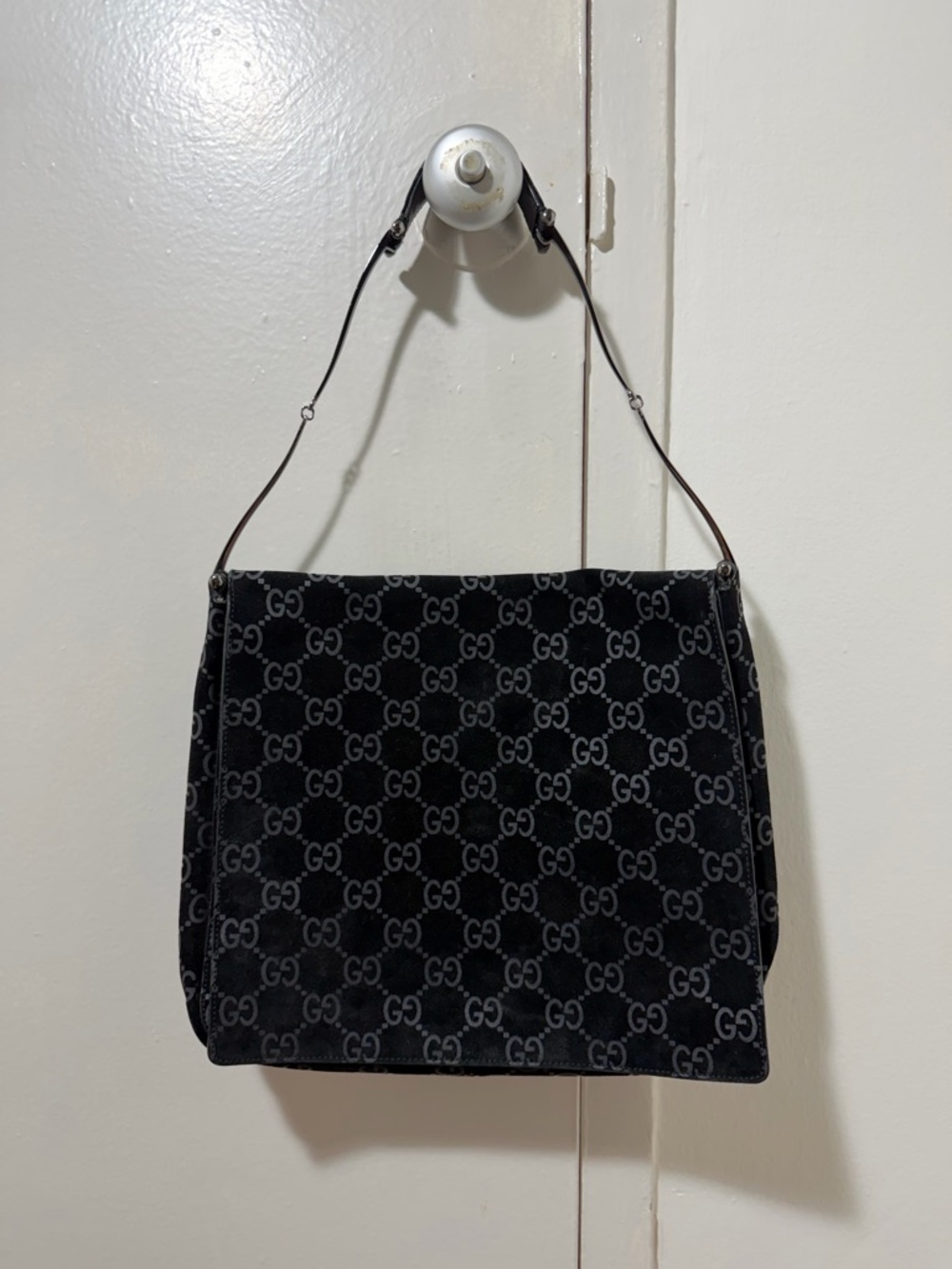 RARE Tom Ford Gucci GG Monogram Suede Shoulder Bag with Slim Horsebit Handle